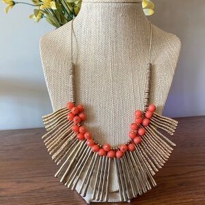 Erica Lyons Gold Tone and Coral Statement Necklace
